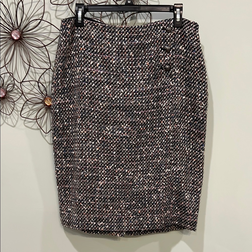 Talbots Black and White with Colors Knee-Length Pencil Skirt